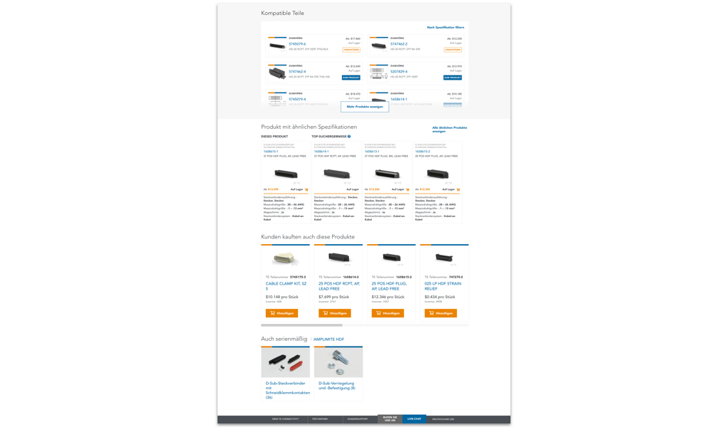Tool für kompatible Teile auf TE.com